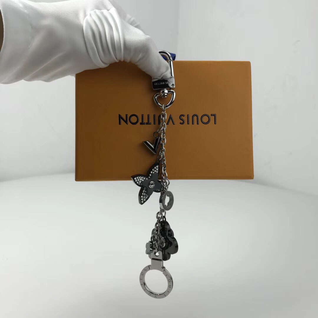 LV BLOOMING FLOWER STRASS CHAIN BAG CHARM AND KEY HOLDER M64266 