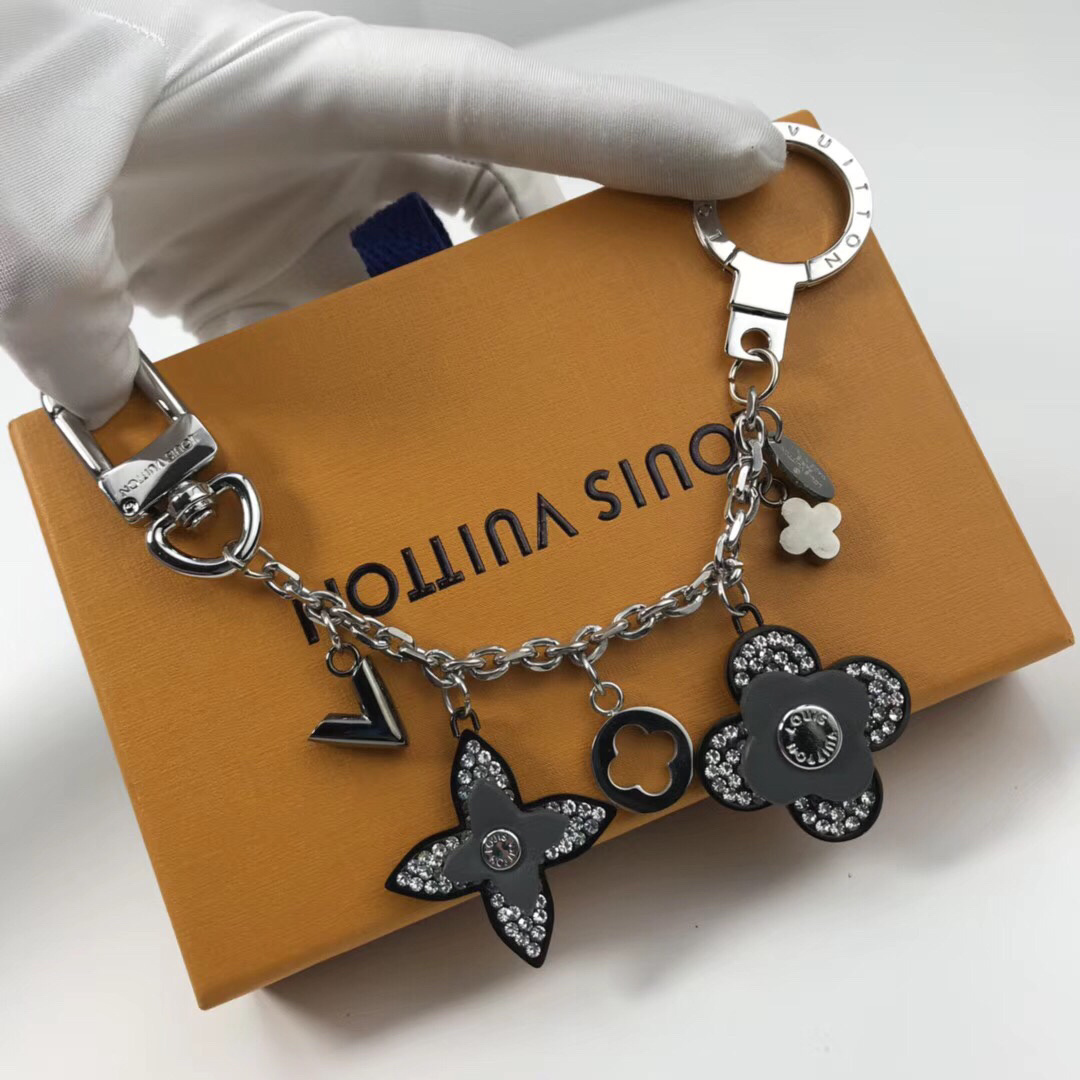 LV BLOOMING FLOWER STRASS CHAIN BAG CHARM AND KEY HOLDER M64266 