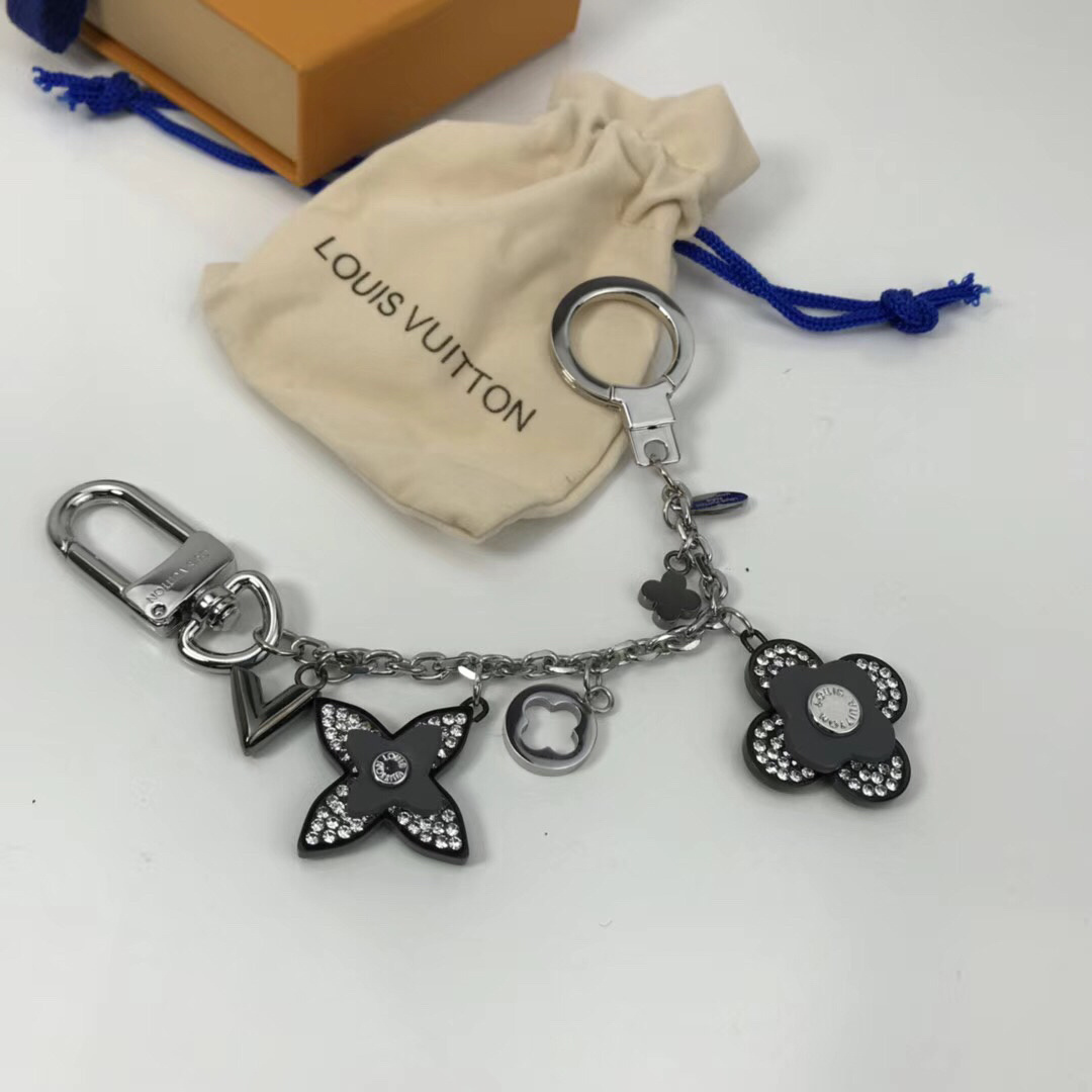 LV BLOOMING FLOWER STRASS CHAIN BAG CHARM AND KEY HOLDER M64266